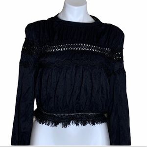 The Moon Black Victorian Style Longsleeve Top